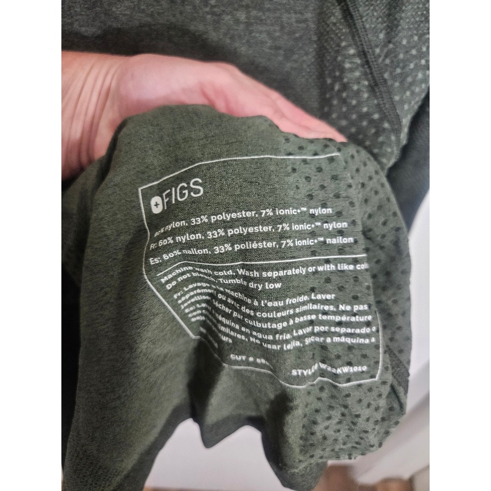 FIGS Seamless Long Sleeve Performance Top Green Heather W22KW1010 Womens Medium - Picture 3 of 7